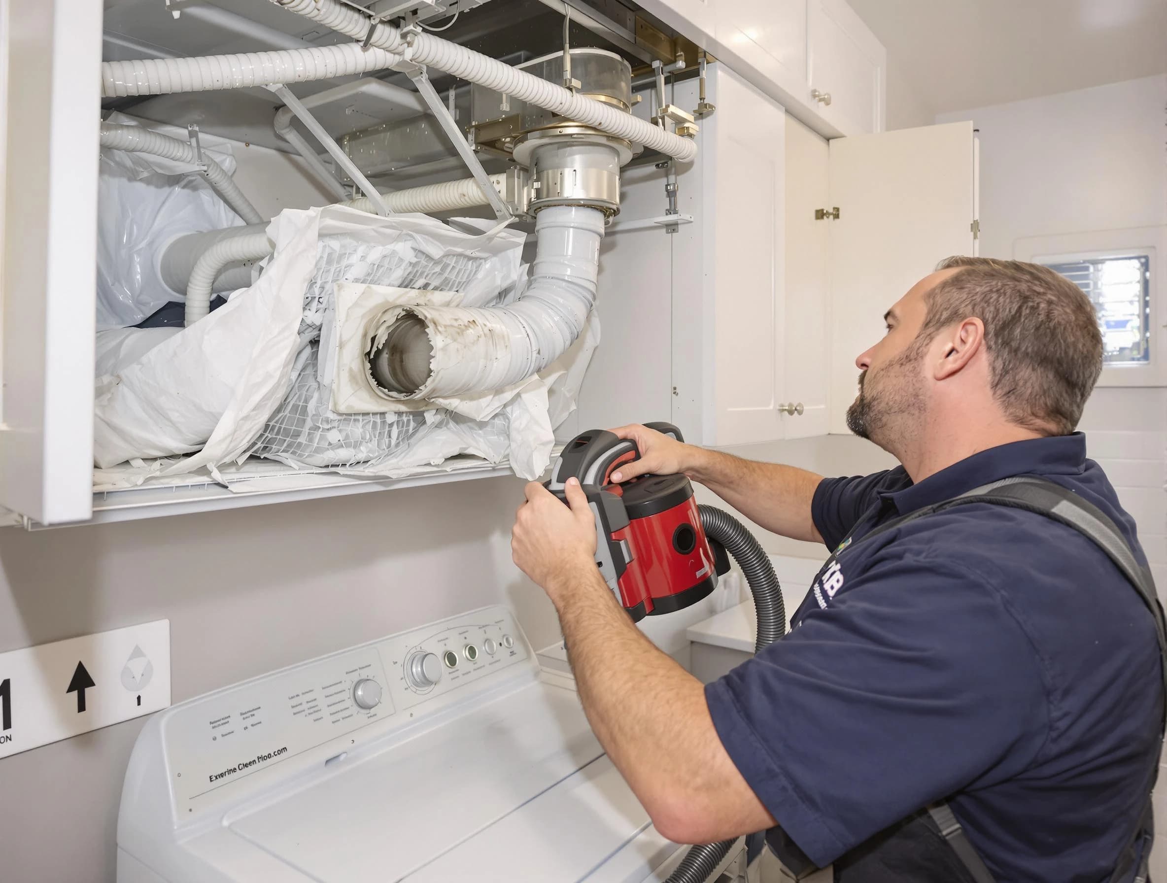 Murrieta Dryer Vent Cleaning technician performing professional exhaust vent cleaning at a residential property in Murrieta