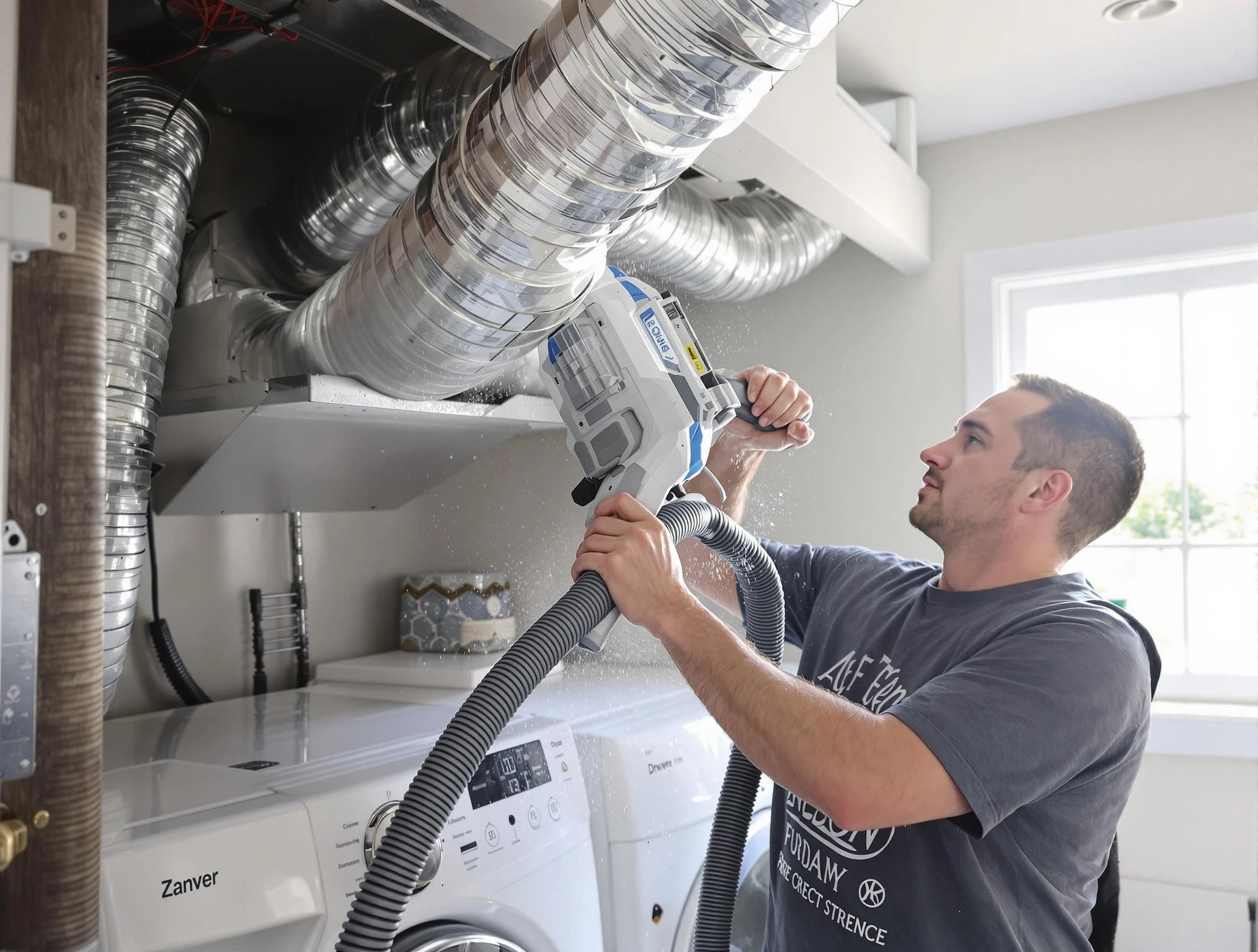 Murrieta Dryer Vent Cleaning specialist cleaning deep within a dryer vent duct system in Murrieta