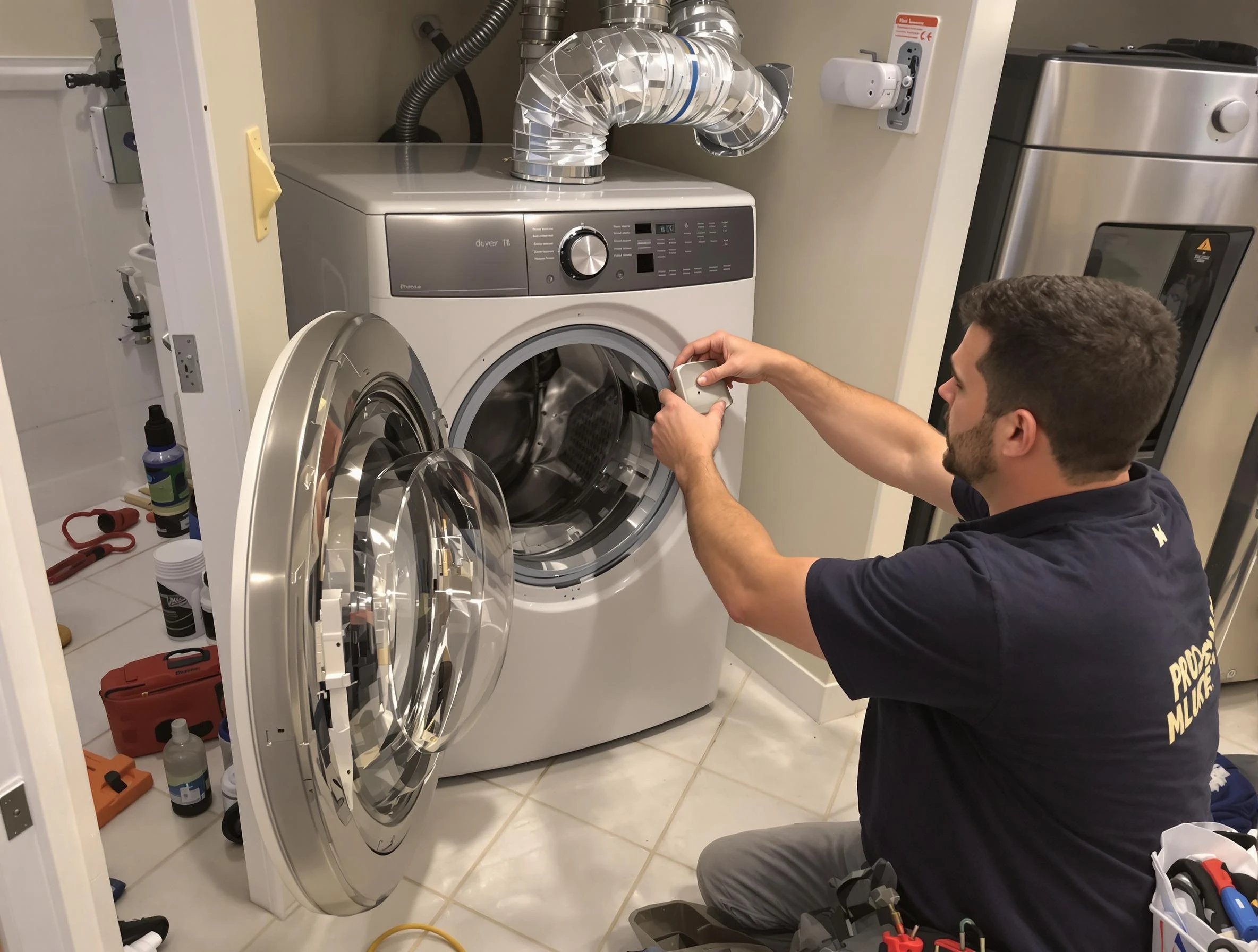 Murrieta Dryer Vent Cleaning technician performing precise dryer vent hose installation in Murrieta